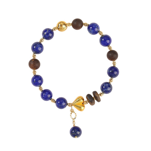 Lapis & Wood Beaded Bracelet - Zafari Studio Jewelry