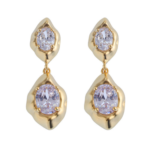 Vintage Chic Zirconia Lava Earrings - Zafari Studio Jewelry