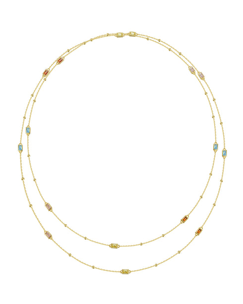 Layered Crystal Necklace Sterling Silver