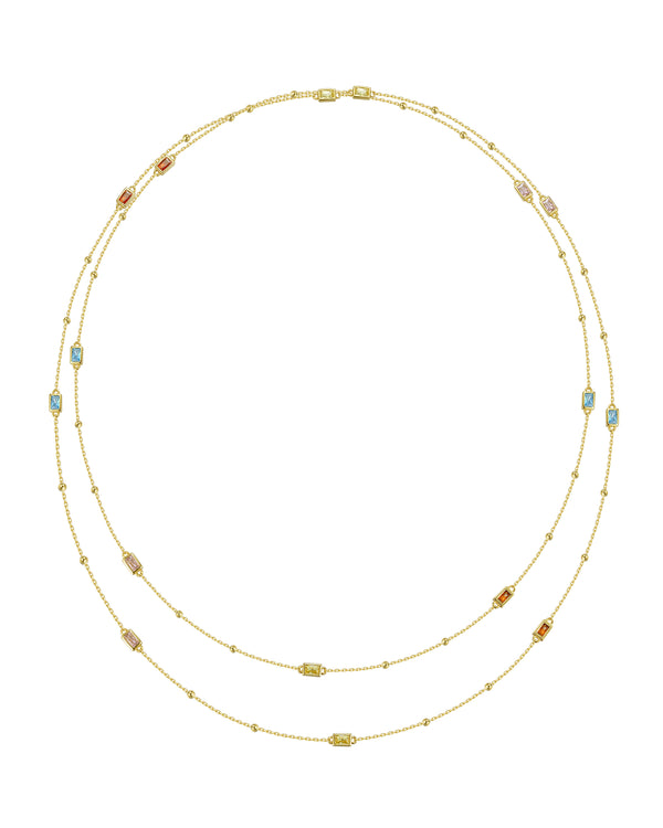 Layered Crystal Necklace Sterling Silver