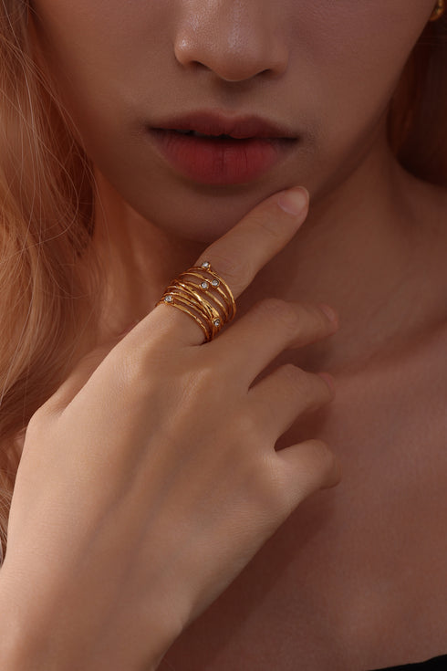 Twisted CZ Layered Ring - Zafari Studio Jewelry