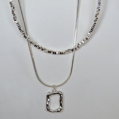 Double Stacked Square Pendant Necklace - Zafari Studio Jewelry