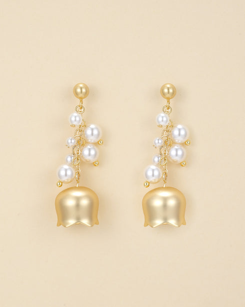 Lily of the Valley Flower Pearl Earrings