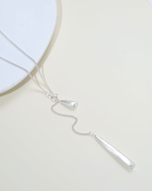 Long Teardrop Layered Necklace Sterling Silver