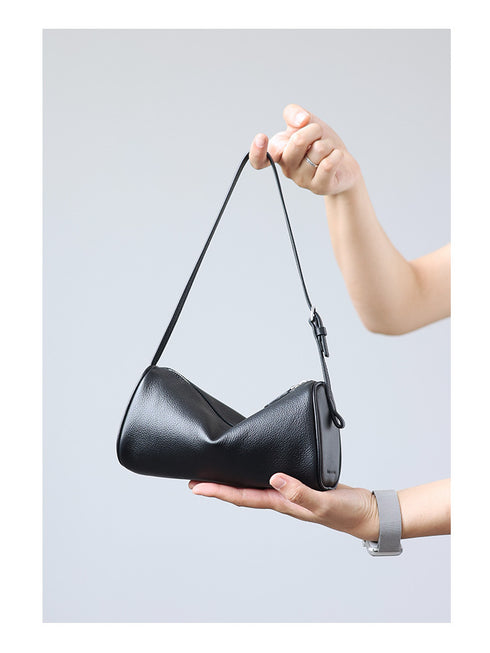 Lilian Genuine Leather Underarm Cylinder Bag - Zafari Studio Jewelry