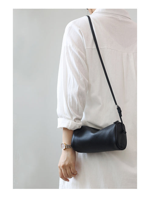 Lilian Genuine Leather Underarm Cylinder Bag - Zafari Studio Jewelry
