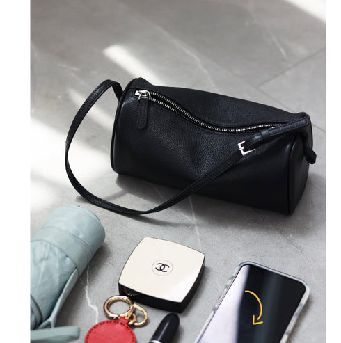 Lilian Genuine Leather Underarm Cylinder Bag - Zafari Studio Jewelry