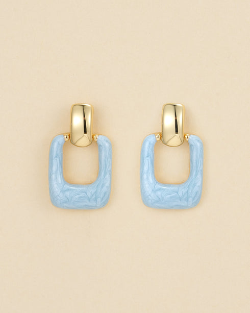 Minimalist Blue Square Earrings