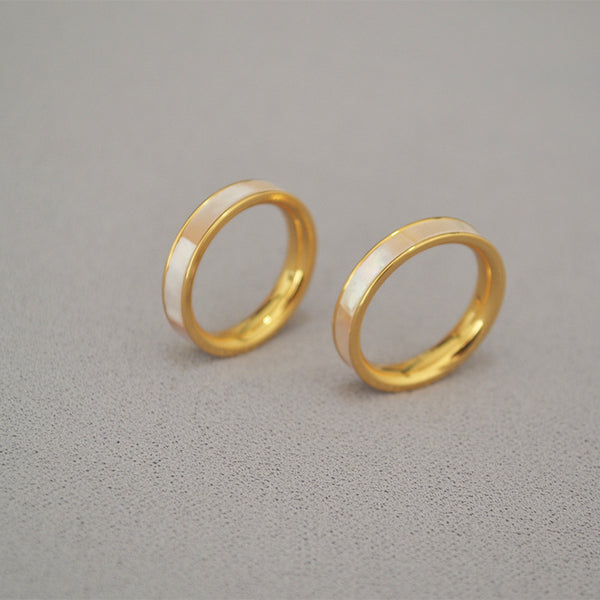 Morther Of Pearl Gold Rings - Zafari Studio Jewelry