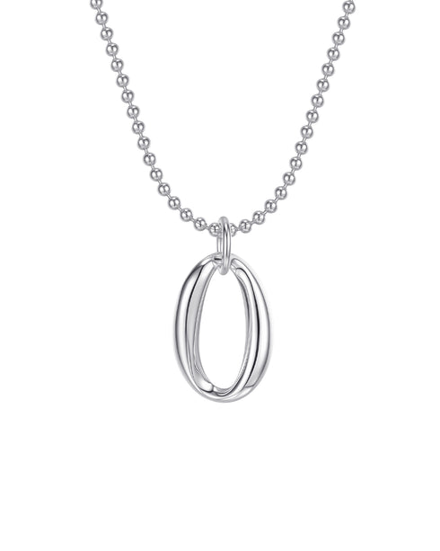 Modern Oval Pendant Necklace Sterling Silver