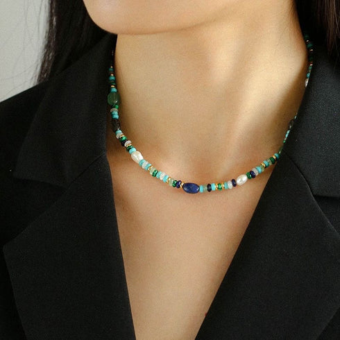 Multicolor Onyx Beads Necklace - Zafari Studio Jewelry