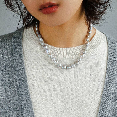 Baroque Grey Freshwater Pearl Necklace - Zafari Studio Jewelry