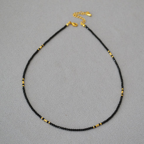 Gold-Plated Choker with Sparkling Black Crystals - Zafari Studio Jewelry
