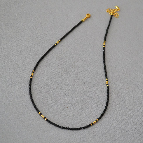 Gold-Plated Choker with Sparkling Black Crystals - Zafari Studio Jewelry