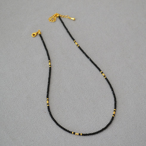 Gold-Plated Choker with Sparkling Black Crystals - Zafari Studio Jewelry
