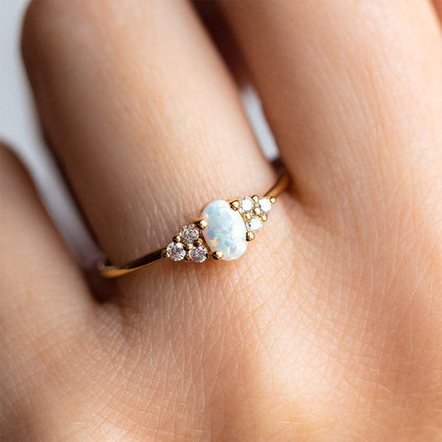 Oval Opal Zirconia Ring - Zafari Studio Jewelry