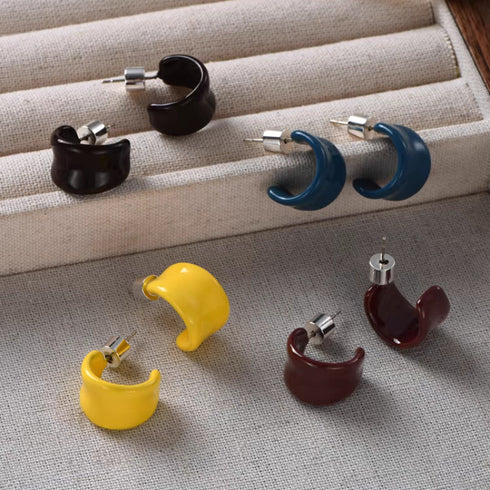 Wide C Hoop Earrings - Zafari Studio Jewelry