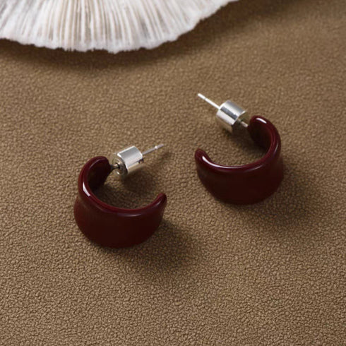 Wide C Hoop Earrings - Zafari Studio Jewelry