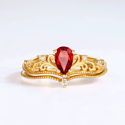 Natural Garnet Ring Open Closure - Zafari Studio Jewelry