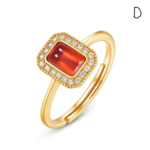 Natural Garnet Ring Open Closure - Zafari Studio Jewelry