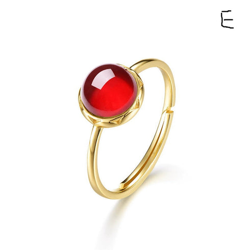 Natural Garnet Ring Open Closure - Zafari Studio Jewelry