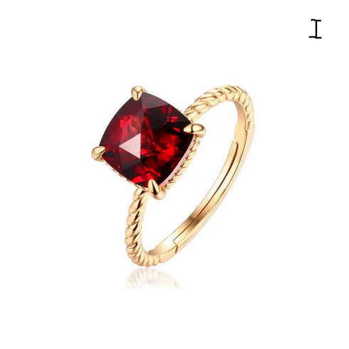 Natural Garnet Ring Open Closure - Zafari Studio Jewelry