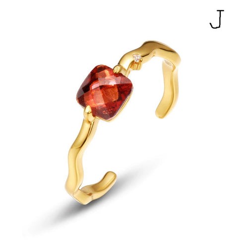Natural Garnet Ring Open Closure - Zafari Studio Jewelry