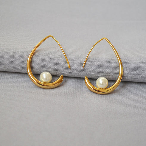 Waterdrop Shape with Pearl Hook Earrings - Zafari Studio Jewelry