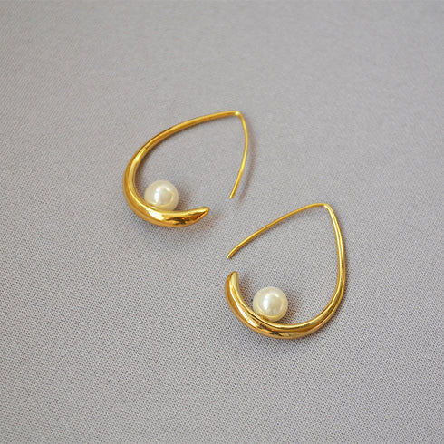 Waterdrop Shape with Pearl Hook Earrings - Zafari Studio - Zafari Jewlery
