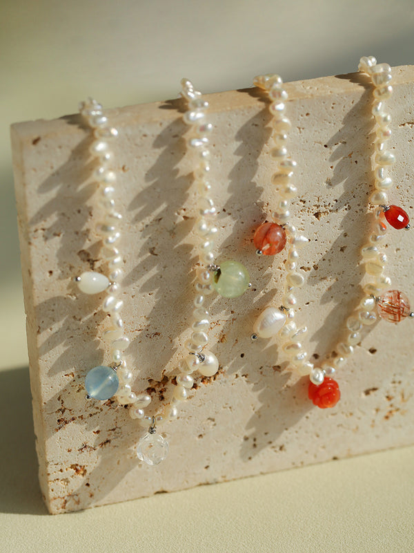 Freshwater Pearls Beaded Crystal Multi-Pendant Necklace - Zafari Studio Jewelry