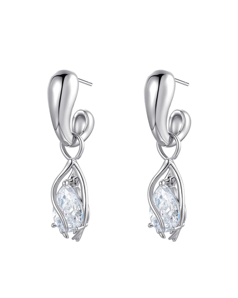 Petal Drop Zirconia Earrings