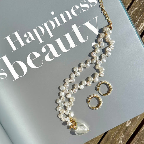 Flower Baroque Pearls Heart Pendant Necklace - Zafari Studio Jewelry