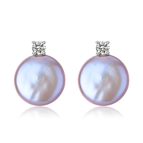 Sasha Coin Baroque Pearl Stud Earrings - Zafari Studio Jewelry