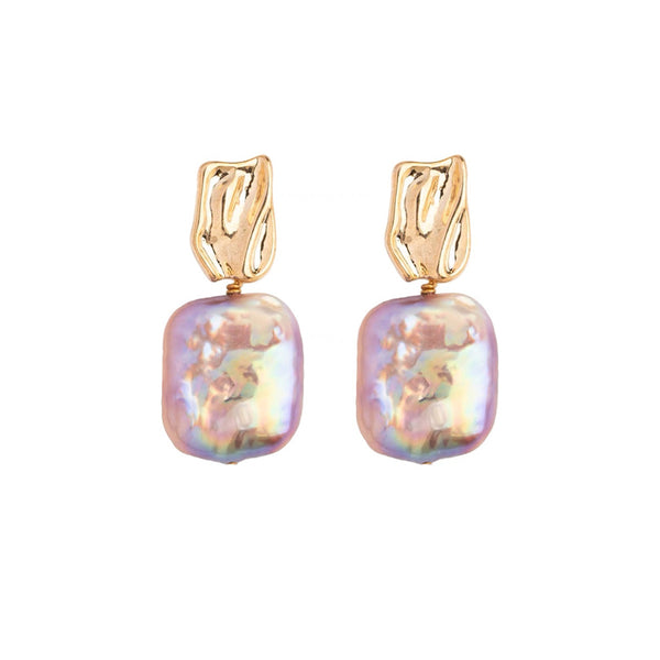 Purple Baroque Pearl Earrings - Zafari Studio Jewelry
