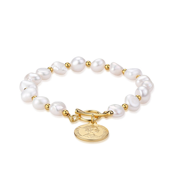 Queen Coin Pearl Bracelet - Zafari Studio Jewelry