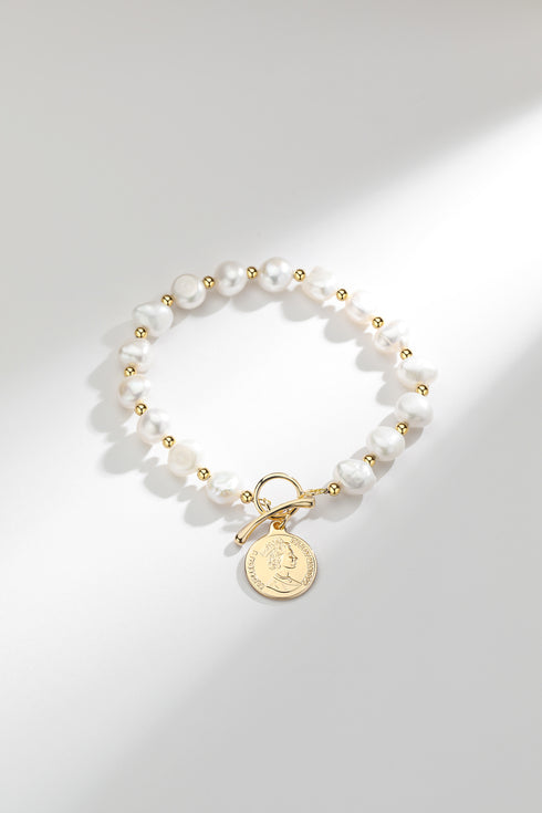 Queen Coin Pearl Bracelet - Zafari Studio Jewelry