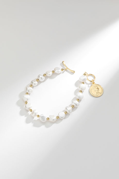 Queen Coin Pearl Bracelet - Zafari Studio Jewelry