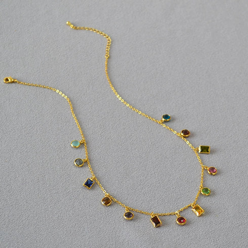 Colorful Cubic Zirconia Necklace - Zafari Studio Jewelry