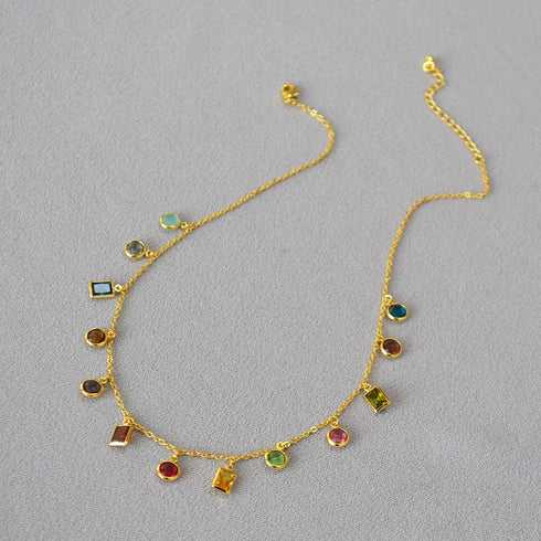 Colorful Cubic Zirconia Necklace - Zafari Studio Jewelry