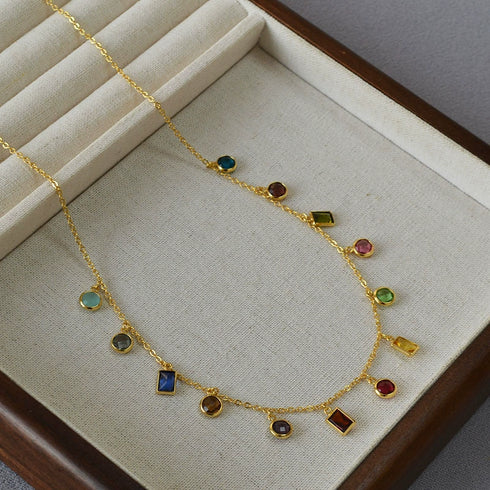 Colorful Cubic Zirconia Necklace - Zafari Studio Jewelry