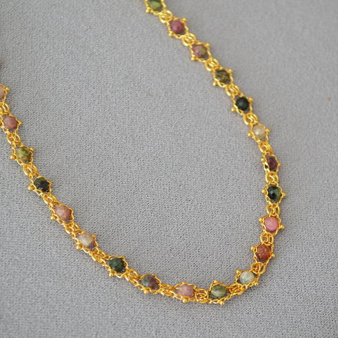 Real Stones Beaded Braided Necklace - Zafari Studio Jewelry