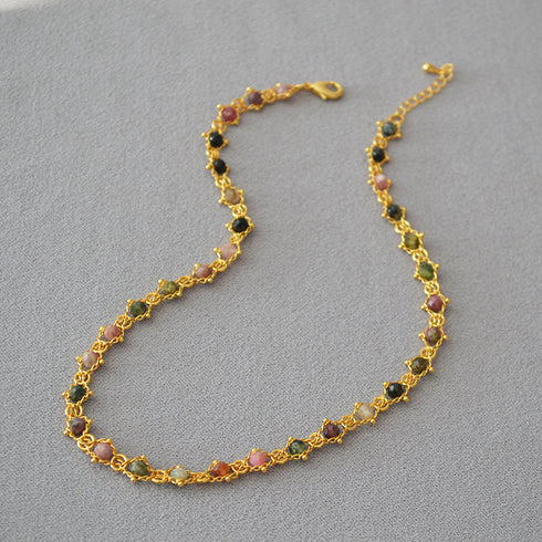 Real Stones Beaded Braided Necklace - Zafari Studio Jewelry
