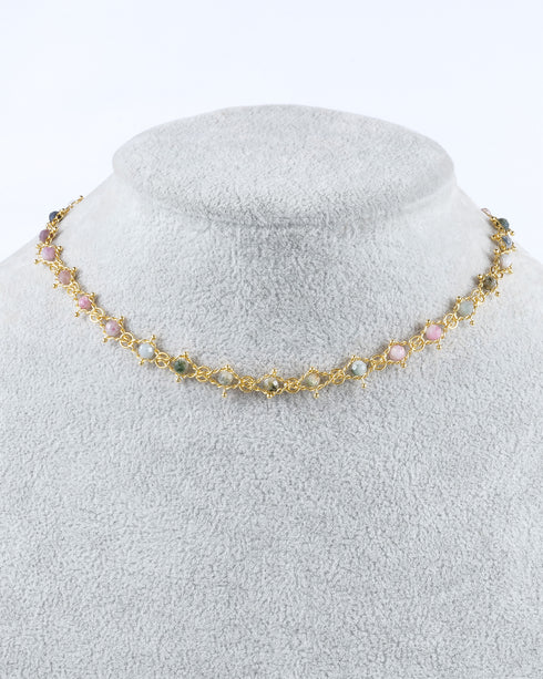 Real Stones Beaded Braided Necklace