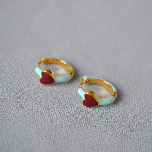 Red Heart Hoop Earrings - Zafari Studio Jewelry