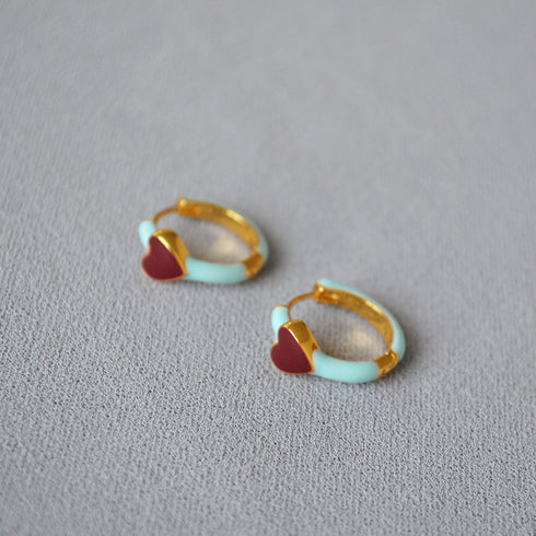 Red Heart Hoop Earrings - Zafari Studio Jewelry