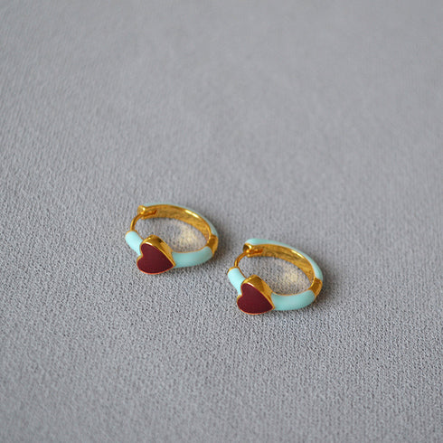 Red Heart Hoop Earrings - Zafari Studio Jewelry
