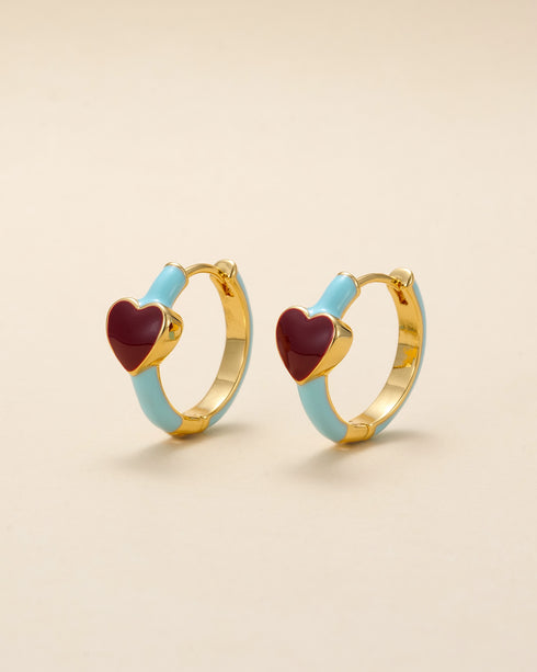 Red Heart Hoop Earrings