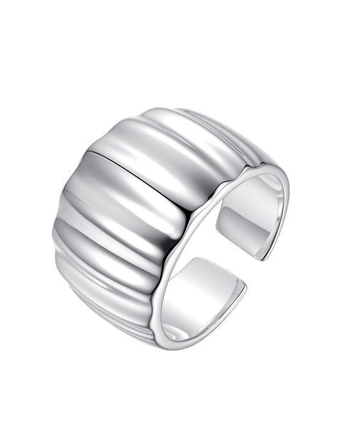 Ridge Textured Silver Ring Sterling Silver