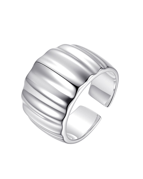 Ridge Textured Silver Ring Sterling Silver