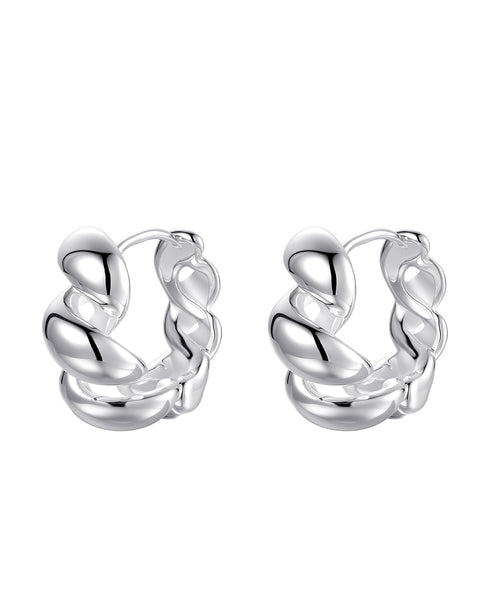 Rope Twist C Shaped Earrings Sterling Silver